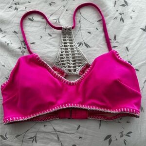 Victoria's Secret Hot Pink and White Lace Bralette